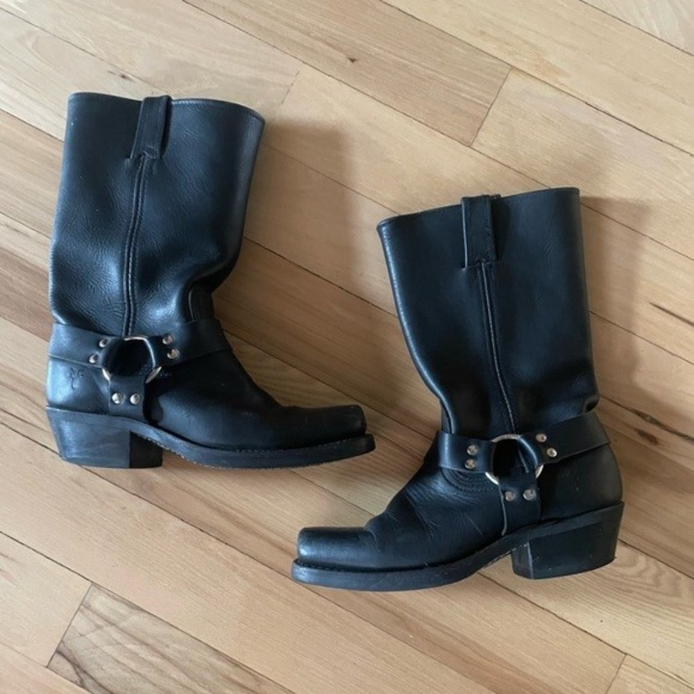 Frye Harness Leather Ankle Boots, Black, Size 9